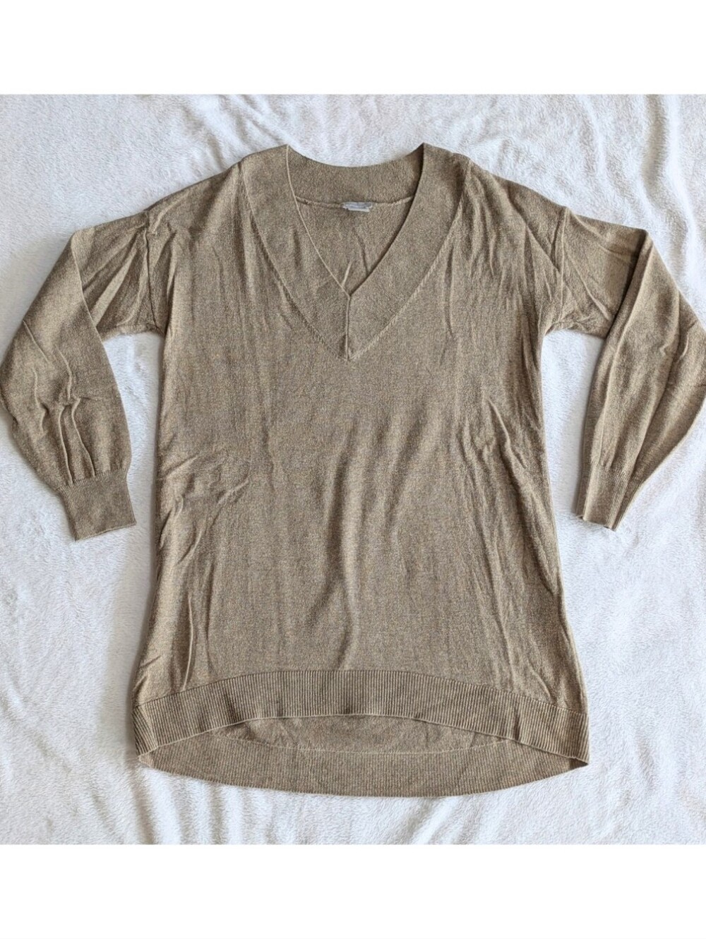Chico's Tan V-Neck Cashmere Blend Tunic Sweater Size S (Chico's Size 0)
